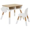 Trendy Double Deck Learning Wood Table And Chair Beige