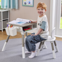 Alternative view of Trendy Double Deck Learning Wood Table And Chair Beige