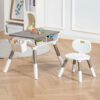 Trendy Double Deck Learning Wood Table And Chair Beige - Image 4