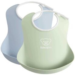 BabyBjorn 4m+ Pack of 2x Baby Bibs Powder Green/Blue