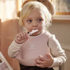 Alternative view of BabyBjorn 4m+ Pack of 2x Baby Bibs Powder Pink/Grey