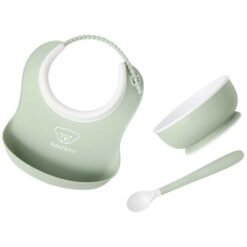 BabyBjorn 4m+ Baby Feeding Set Powder Green