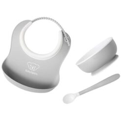 BabyBjorn 4m+ Baby Feeding Set Powder Grey