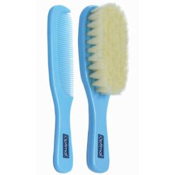 Optimal 0m+ Natural Bristles Baby Brush & Comb Set Blue
