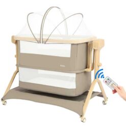 Kidilo All In One Electric Rocking Baby Next 2 Me Light Khaki