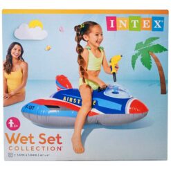 Intex 1.17 x 1.04m Inflatable Floating Ride On Fighter Jet Blue