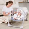 Mastela Deluxe Portable Baby Swing Teddy Bear Light Grey - Image 2