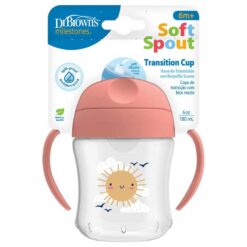 Dr Brown's 6m+ 180ml Soft Spout Transition Cup Pink Sun