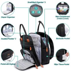 Alternative view of Kaukko Design 2 in 1 Maternity Baby Diaper Bag Black