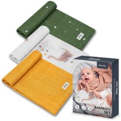 Lionelo Bamboo Set of 3x Baboo Diapers Baby Hankies Dino
