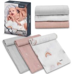 Lionelo Bamboo Set of 3x Baboo Diapers Baby Hankies Rainbow