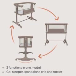 Alternative view of Lionelo Next 2 Me Bedside Crib Pari Beige Taupe