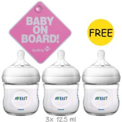 Avent Newborn Natural Bottles Bundle Set:  3x 125ml + 1x Baby On Board