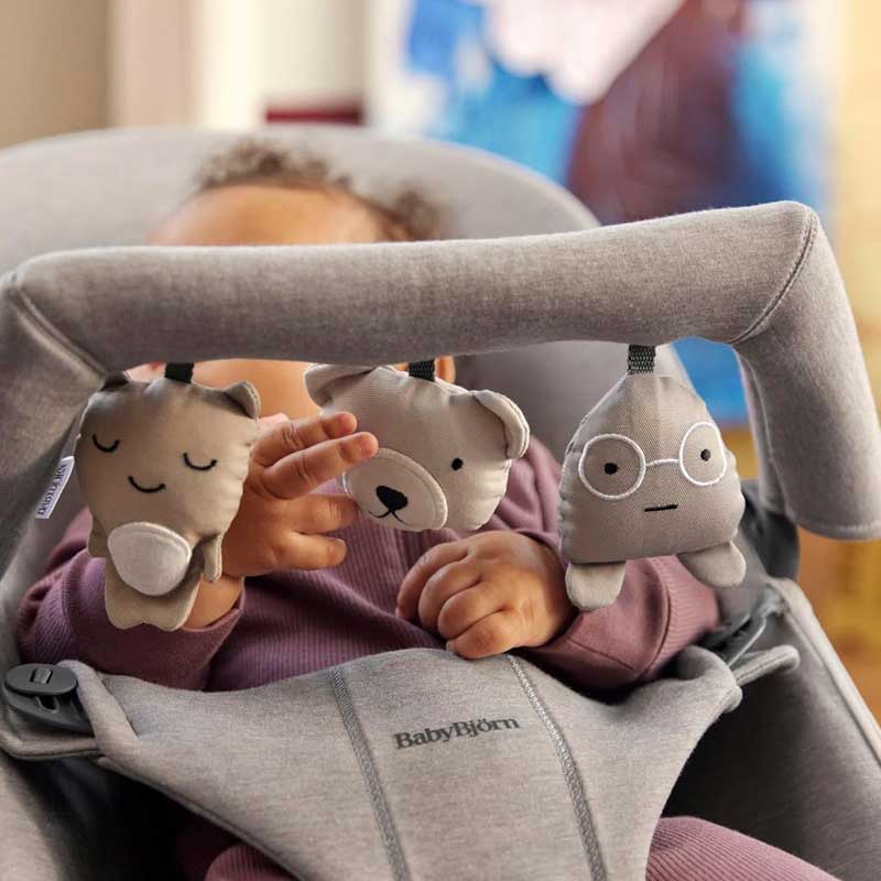 BabyBjorn Toy Bar For Baby Bouncer Soft Friends Neutrals - Image 2