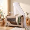 Kidilo Deluxe Baby Travel Cot Next 2 Me Safari Beige - Image 2