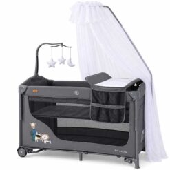 Kidilo Deluxe Baby Travel Cot Next 2 Me Safari Grey