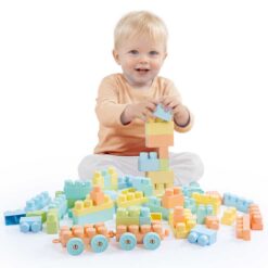 Dolu Box of 50x Jumbo Construction Lego Blocks Pastel